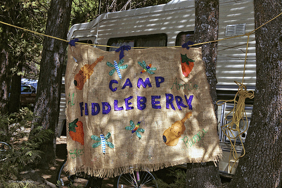 Camp Fiddleberry camp sign, ​Strawberry Music Festival, Fall, 2002