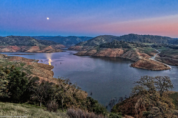 Moonrise over New Moon Over New Don Pedro Reservoir, Tuolumne County, CA
