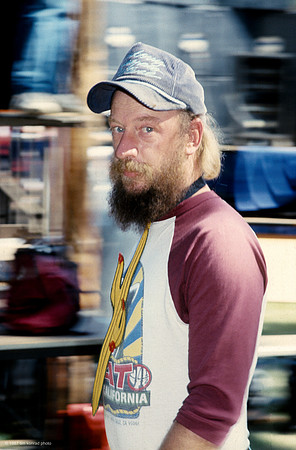 Dallas Dobro looking dubious in his Cac-tie,  Strawberry Music Festival, Spring, 1987