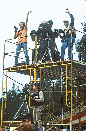 Shmuel Thayer, Peter Fox, Jim Brown, Tim Konrad (below) Shooting the "Class Portrait," Strawberry Music Festival, Spring, 1987