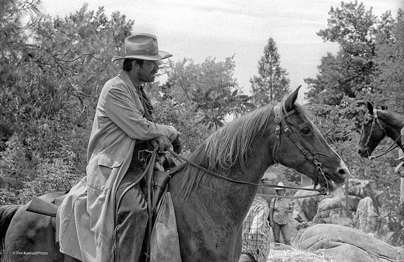 Tom Selleck on set of 'The Shadow Riders'