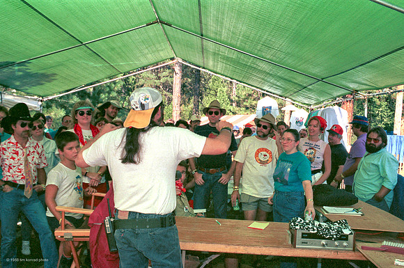 Thom O'Hare leading Hog Radio Workshop, ​Strawberry Music Festival, Spring, 1988